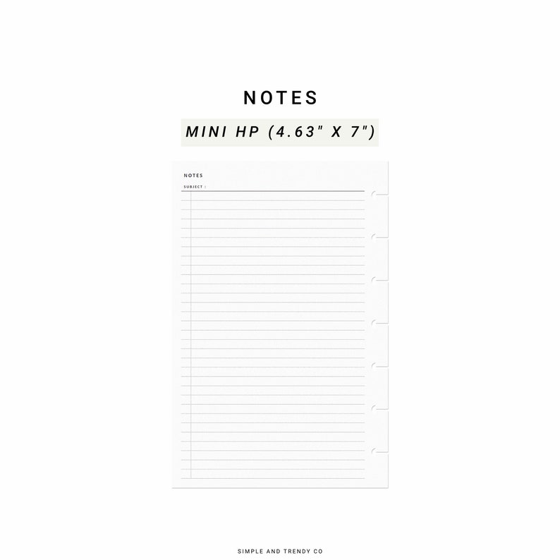 Notes Paper Happy Planner Mini Printable Writing Paper Lined Etsy