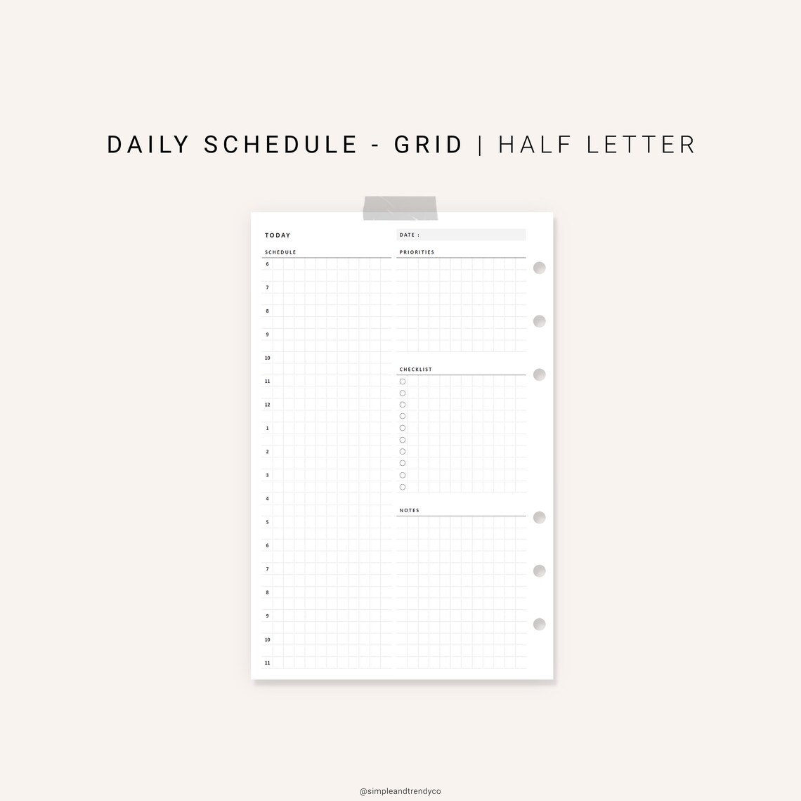 Daily Planner Printable Half Size Half Letter Inserts Daily | Etsy