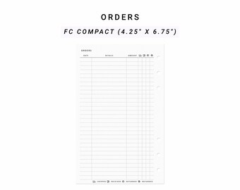 FC Compact Order Tracker Printable