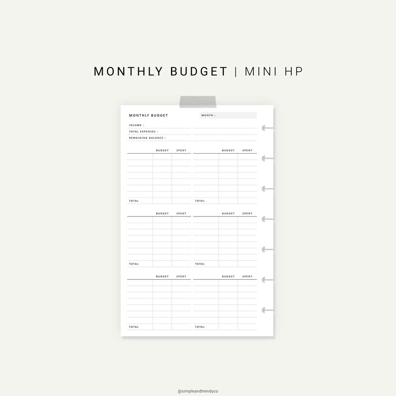 Budget Planner Printable Happy Planner Mini Monthly Budget | Etsy