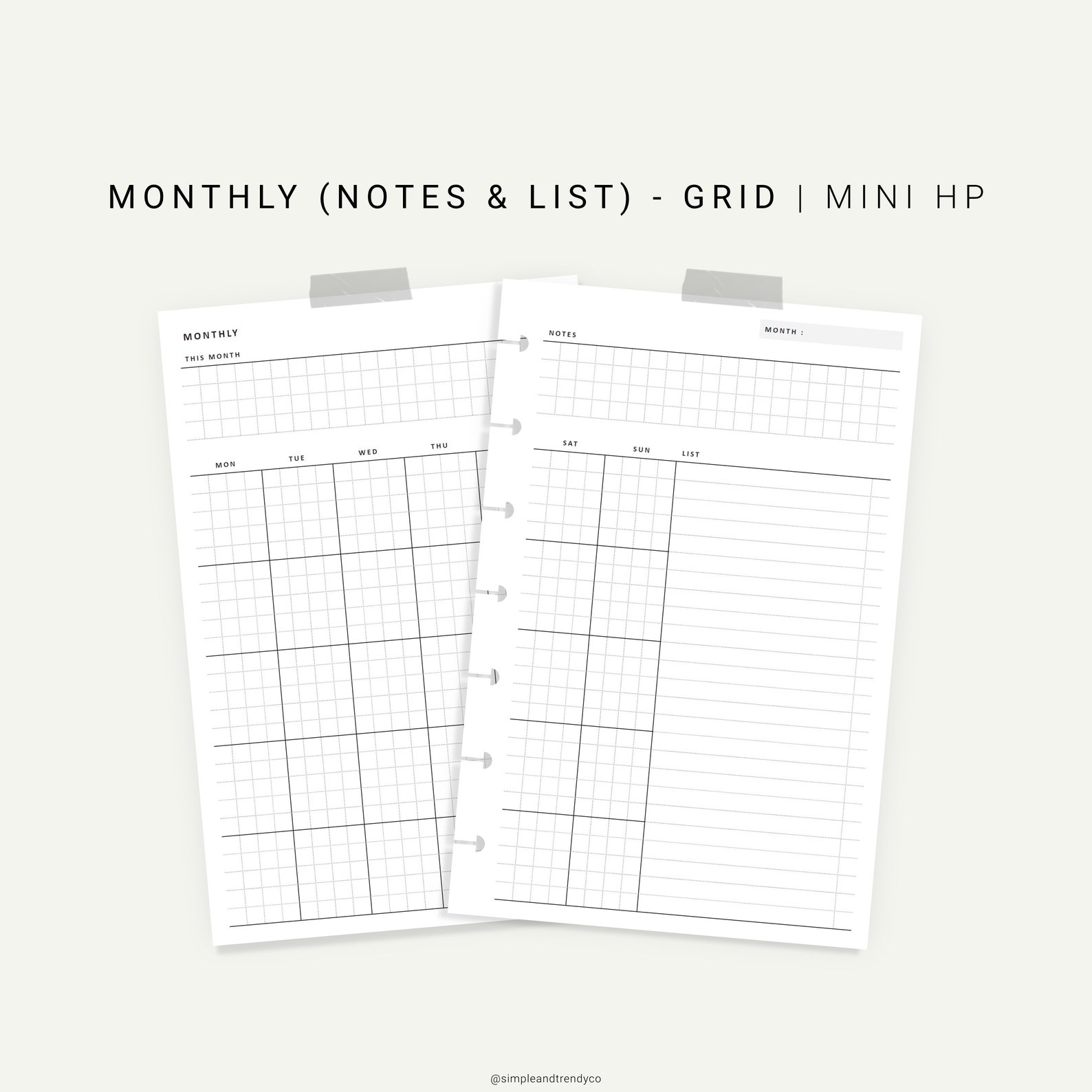 Monthly Planner Happy Planner Mini Printable Monthly Notes Etsy