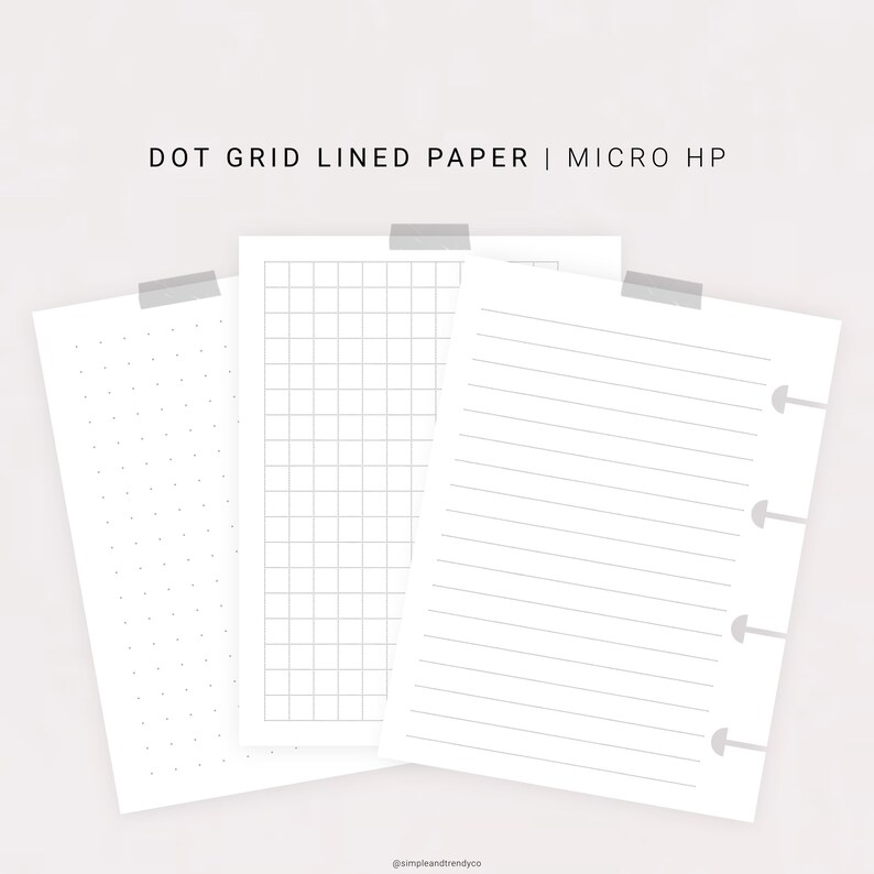 Micro Happy Planner Inserts Dot Grid Lined Paper Printable | Etsy