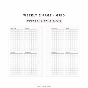 Week on 2 Two Pages Pocket Size Weekly Agenda Vertical Weekly - Etsy