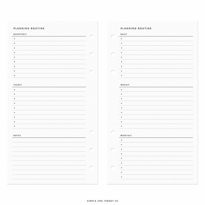 Planning Routine Printable Personal Planner Inserts - Etsy
