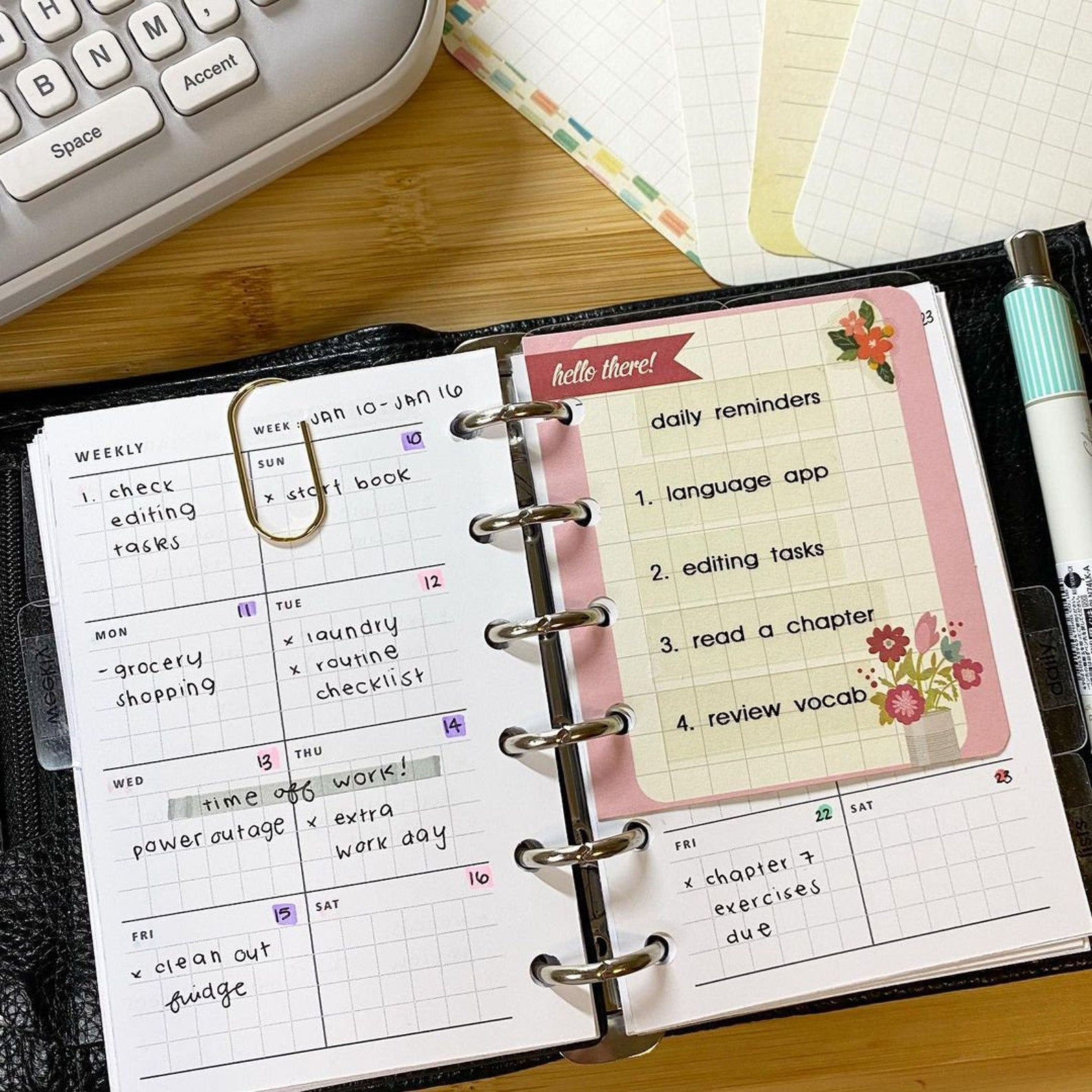 Week on One Page Printable Pocket Size Weekly 1 Page Vertical | Etsy