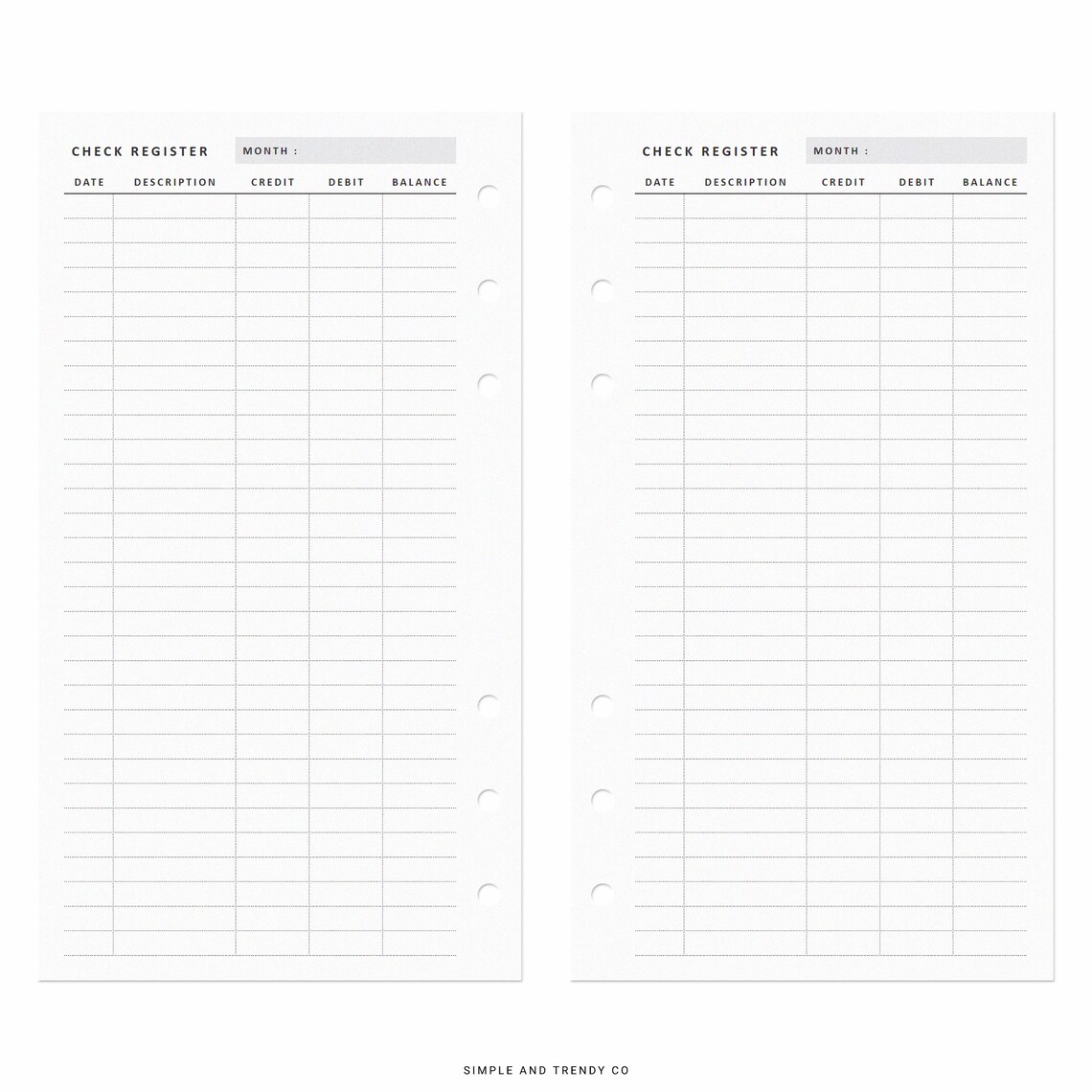 Checking Register Personal Planner Inserts Checkbook - Etsy