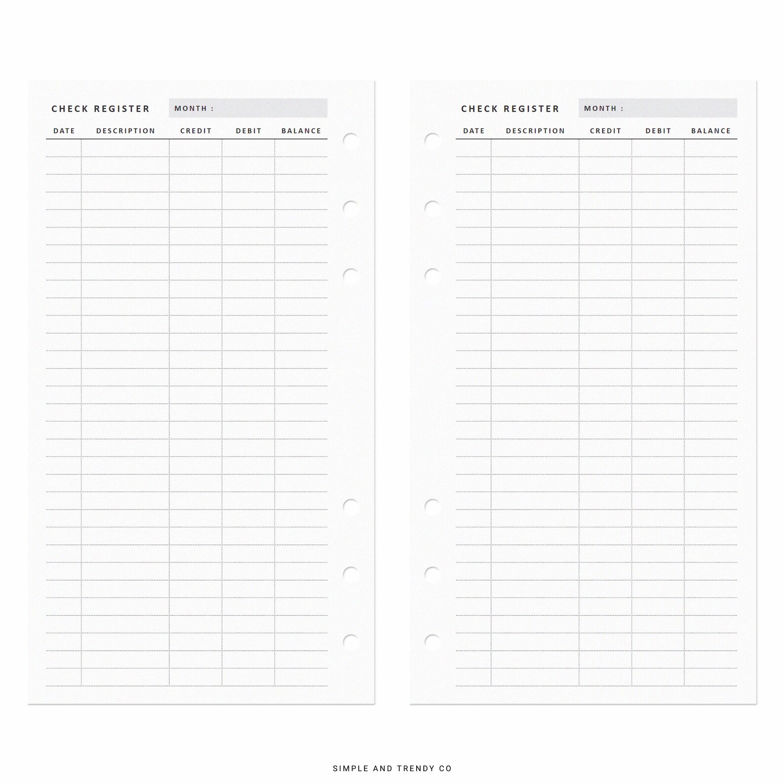 Checking Register Personal Planner Inserts Checkbook - Etsy