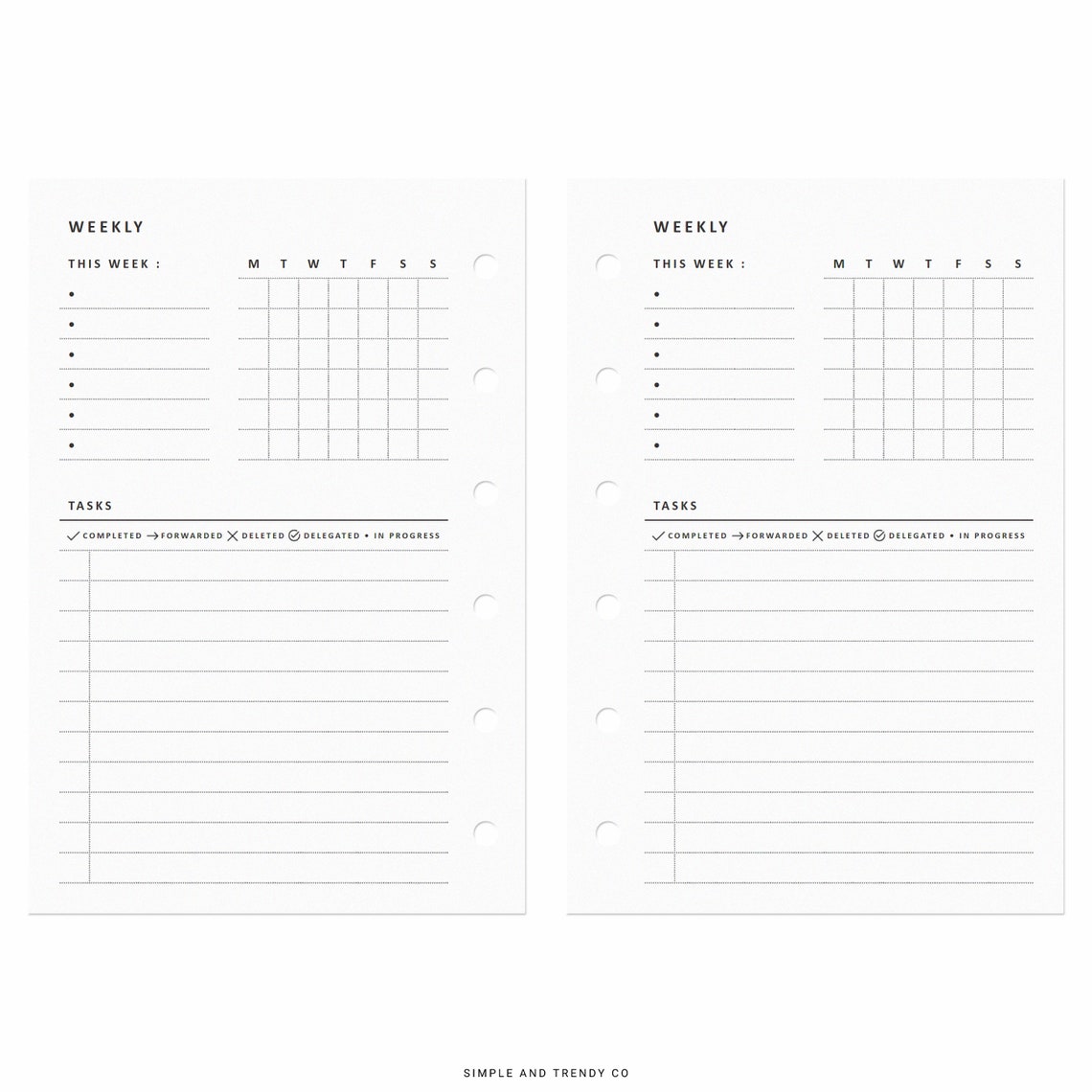 Weekly Planner Calendar Pocket Size Printable Week on 1 Page Etsy