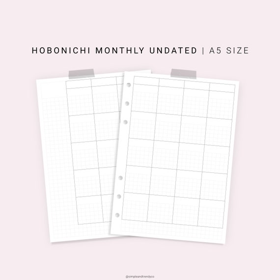 Hobonichi Monthly Planner Template A5 Planner Inserts Undated | Etsy