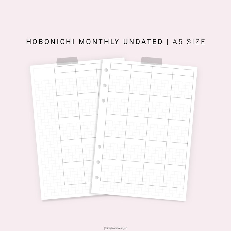 Hobonichi Monthly Planner Template A5 Planner Inserts Undated | Etsy