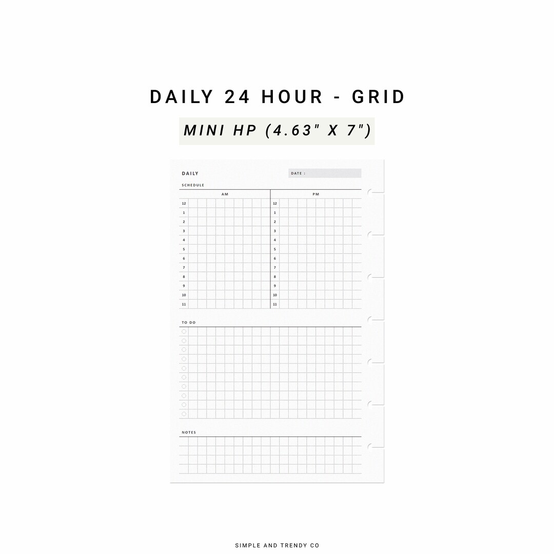 Daily Planner 24 Hour Happy Planner Mini Printable Daily - Etsy