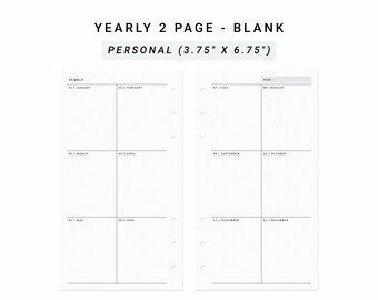 Year at a Glance Planner Printable Personal Size Inserts - Etsy