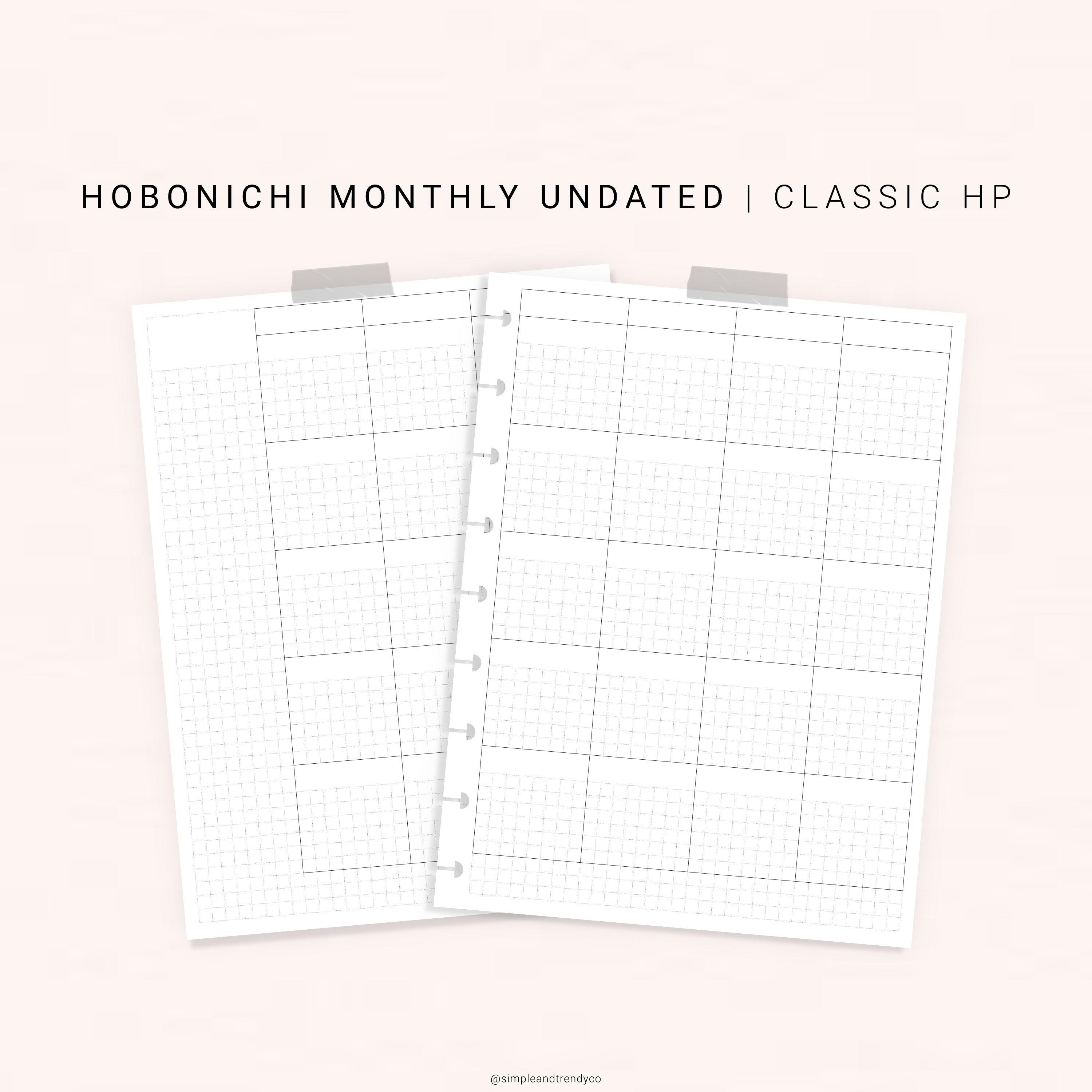 Paper MO1P Mini Happy Planner Printable Insert Undated Minimal Monthly Layout Monthly Overview