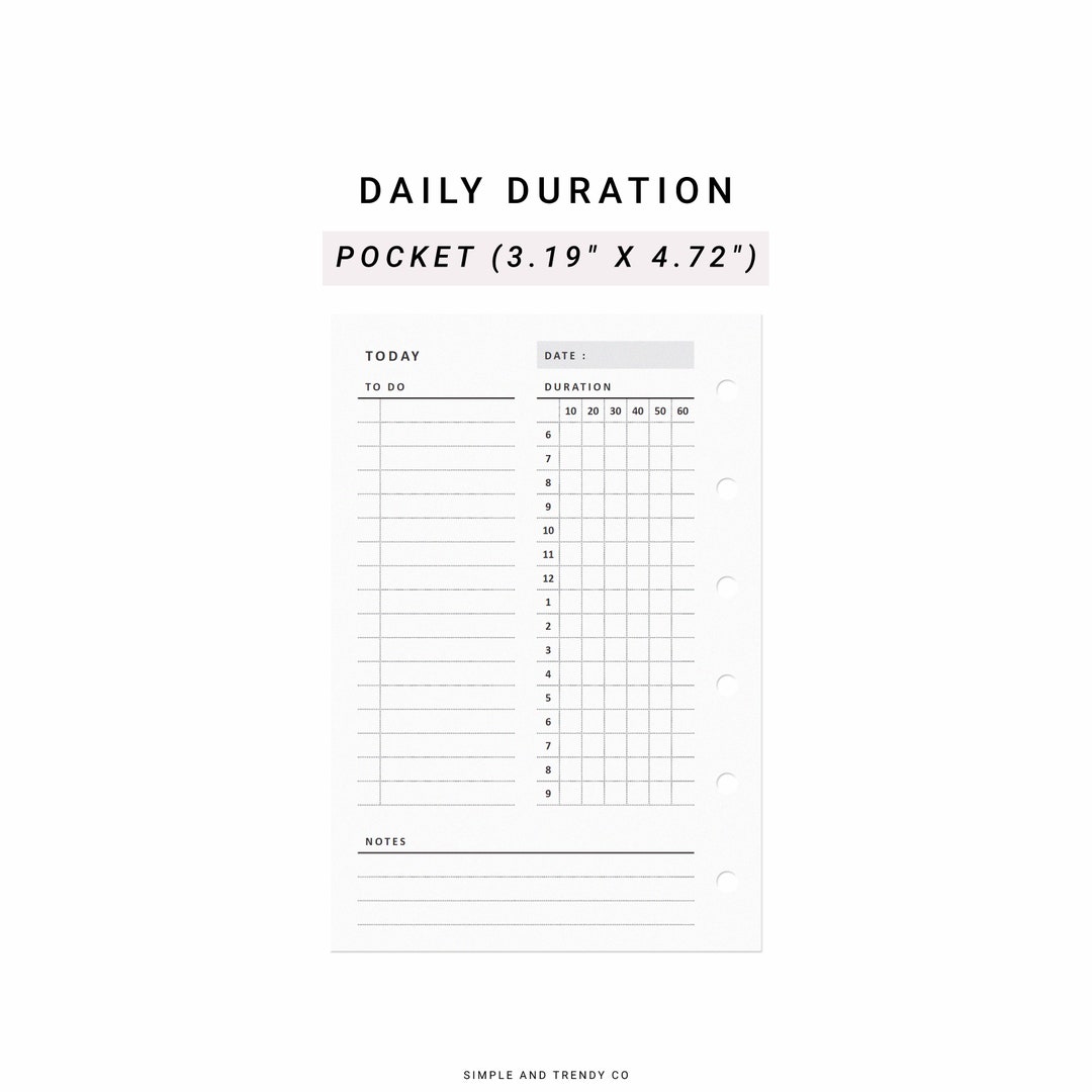 Daily Planner Printable Pocket Size, Daily Organizers, Daily Agenda
