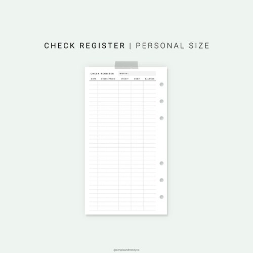 Checking Register Personal Planner Inserts Checkbook | Etsy
