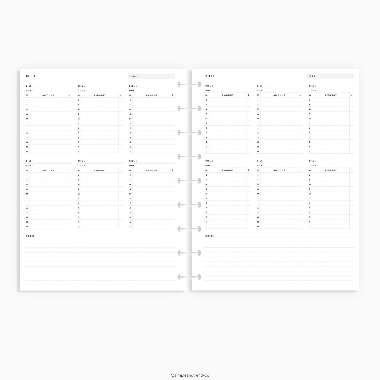 Bill Tracker Printable Happy Planner Classic Bill Organizer | Etsy
