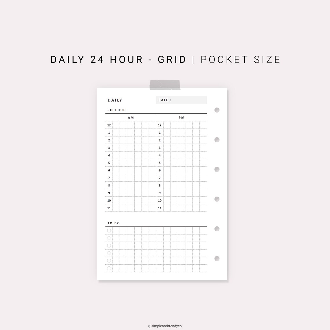 Daily Planner 24 Hour Pocket Size Printable Daily Schedule | Etsy
