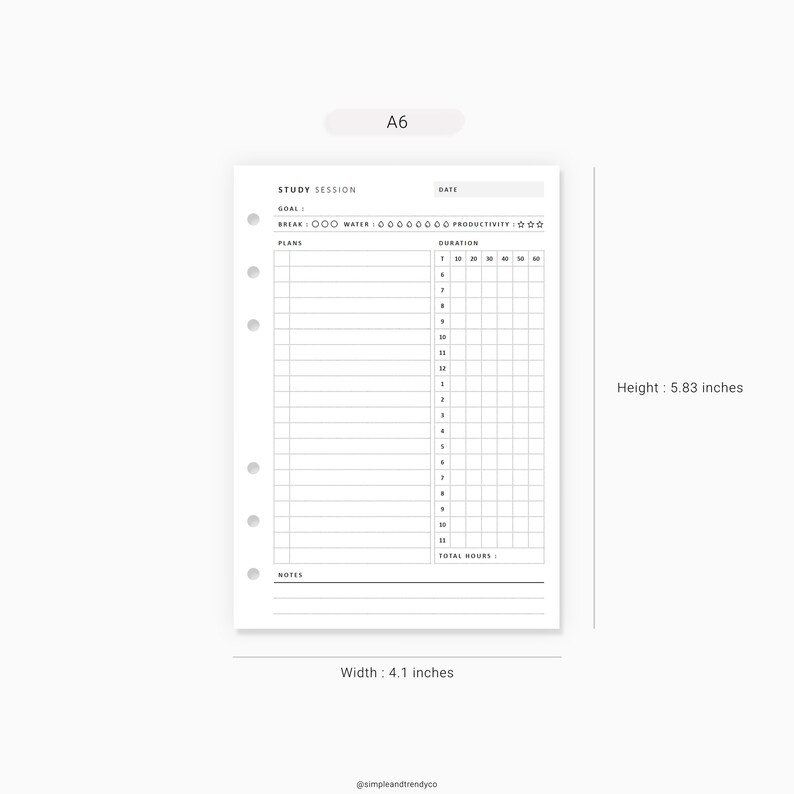 Study Planner Student Planner Printable A6 Inserts Student Etsy Canada