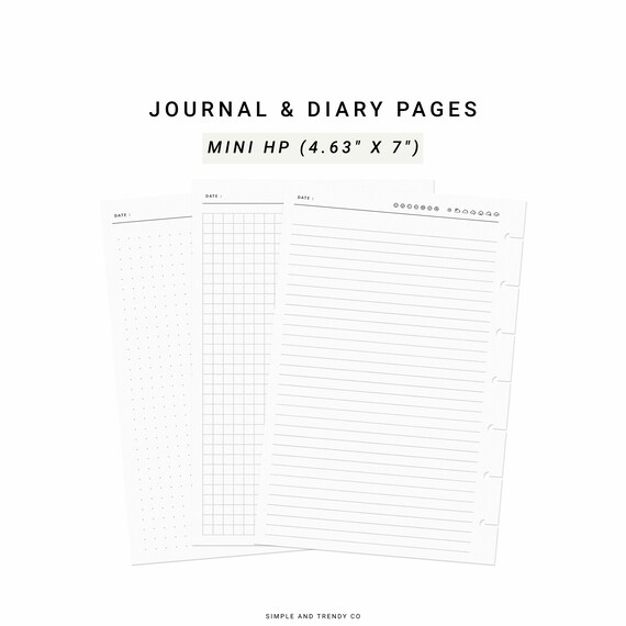 Printable Diary Pages Travel Journal Happy Planner Mini Etsy