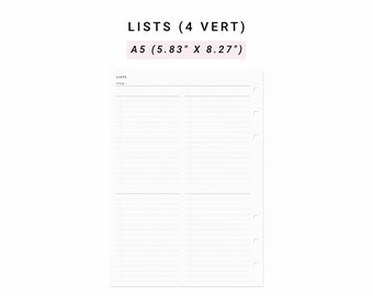 To Do List A5 Planner Inserts, Grocery List Shopping List, Wish List Bucket List, List Insert List Making, Gift To Buy List, List Tracker