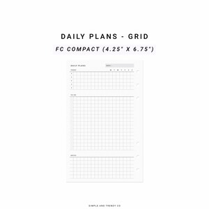 FC Compact Daily Planner Printable, Daily Organiser, Daily Planner Template, Printable Daily Planners and Organizers PDF