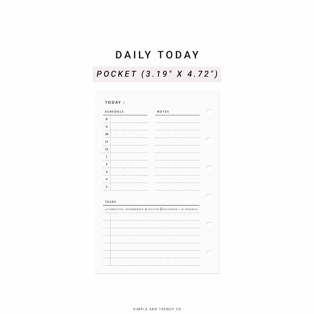 Daily Planner Pocket Size, Printable Undated Day Planner, Hourly Daily