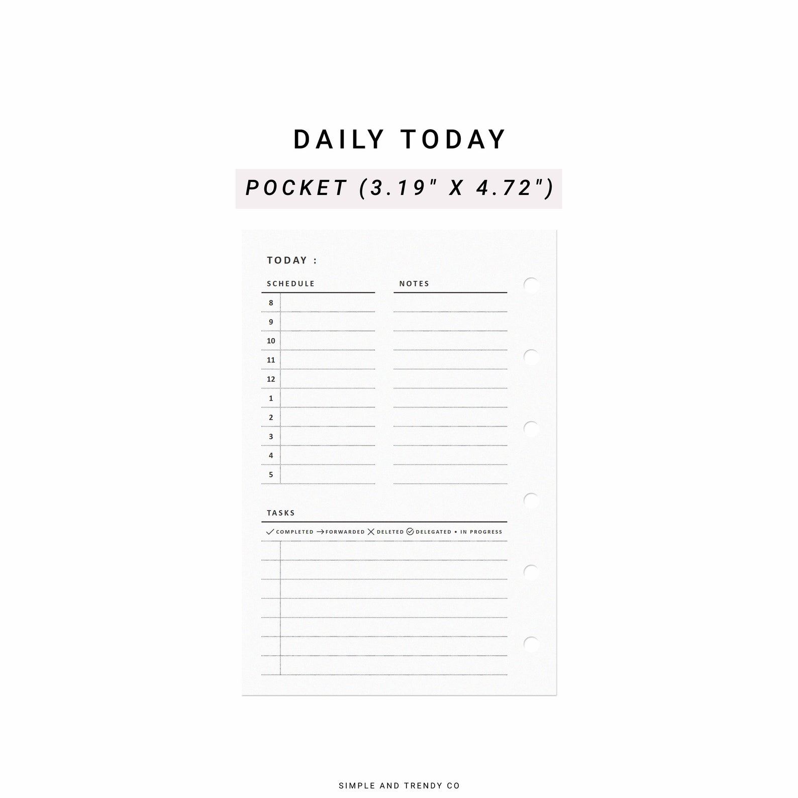 Daily Planner Pocket Size Printable Undated Day Planner Etsy
