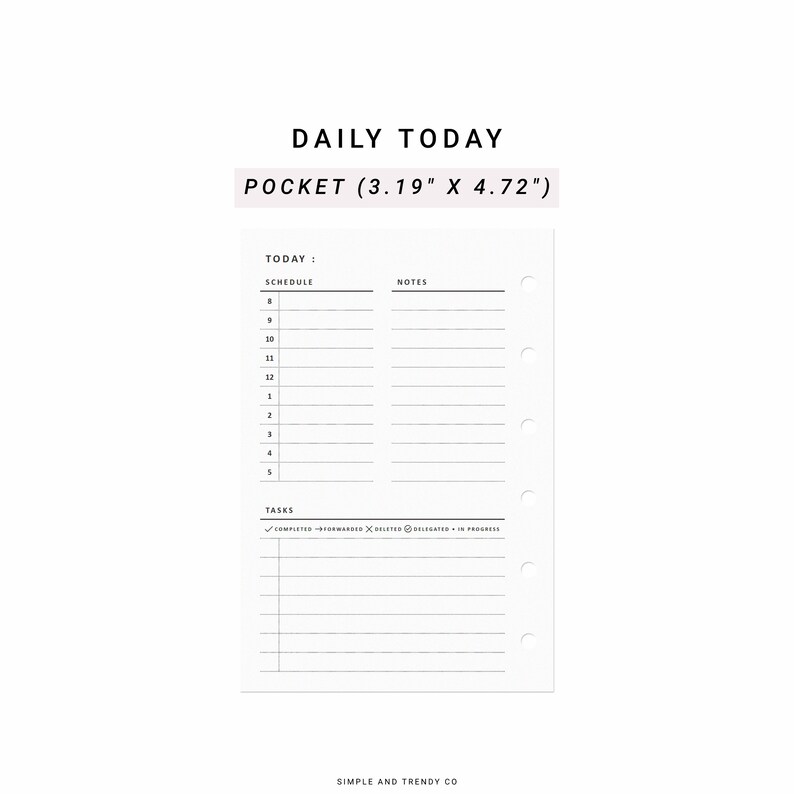 Daily Planner Pocket Size Printable Undated Day Planner Etsy