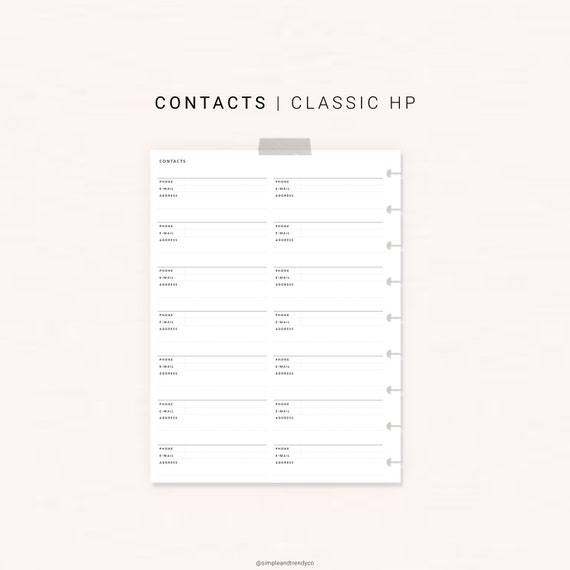 Printable Contacts List Happy Planner Classic Emergency | Etsy