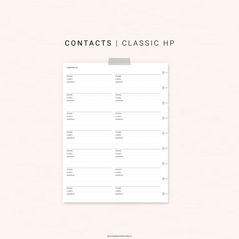 Printable Contacts List Happy Planner Classic Emergency | Etsy
