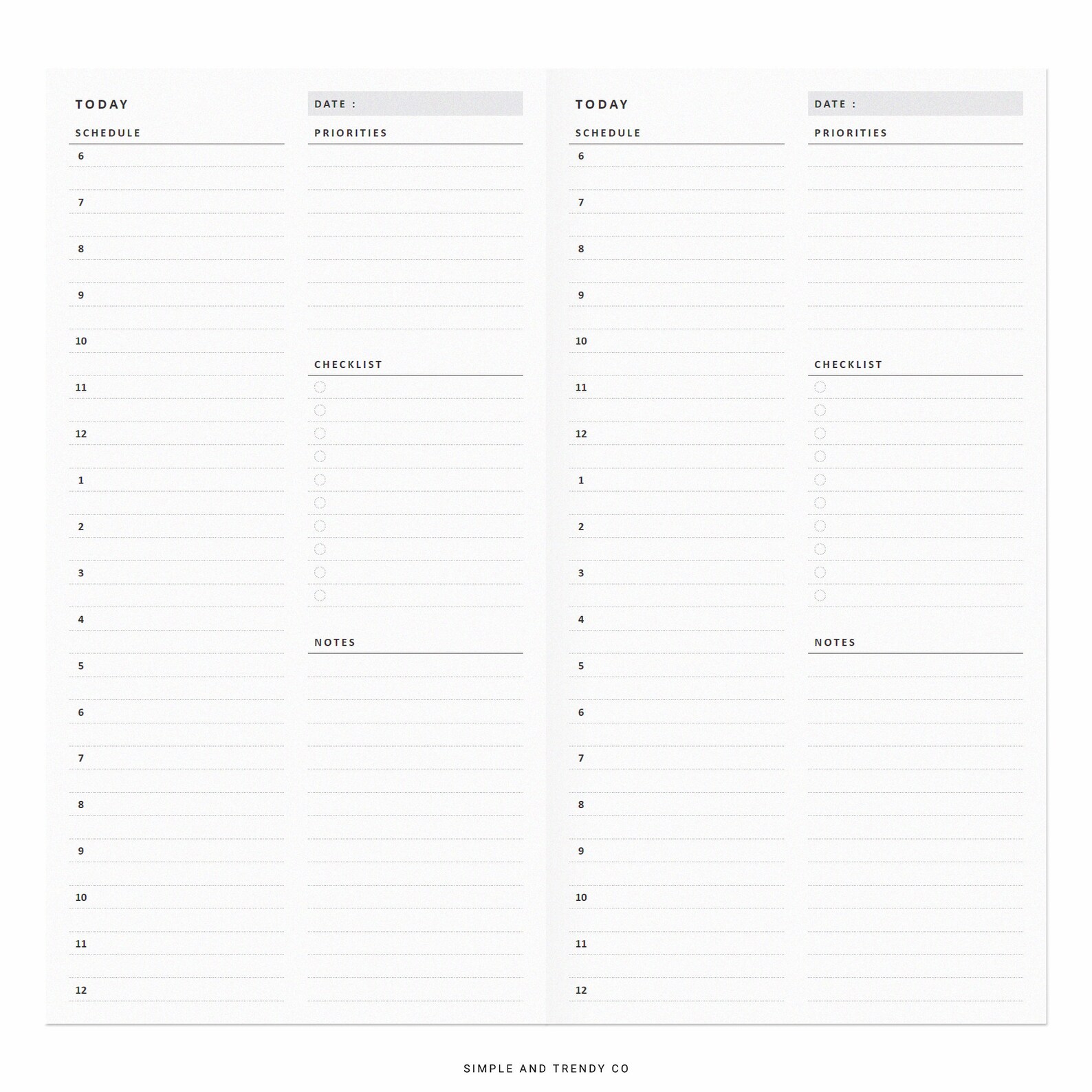 Daily Planner Printable TN Standard Daily Organizers Daily - Etsy