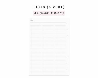 To Do List A5 Planner Inserts, Grocery List Shopping List, Wish List Bucket List, List Insert List Making, Gift To Buy List, List Tracker