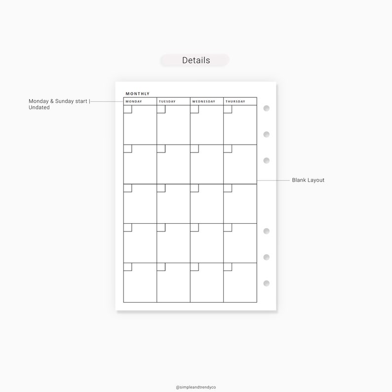 Monthly Planner Printable A6 Inserts Agenda Monthly Planner Etsy