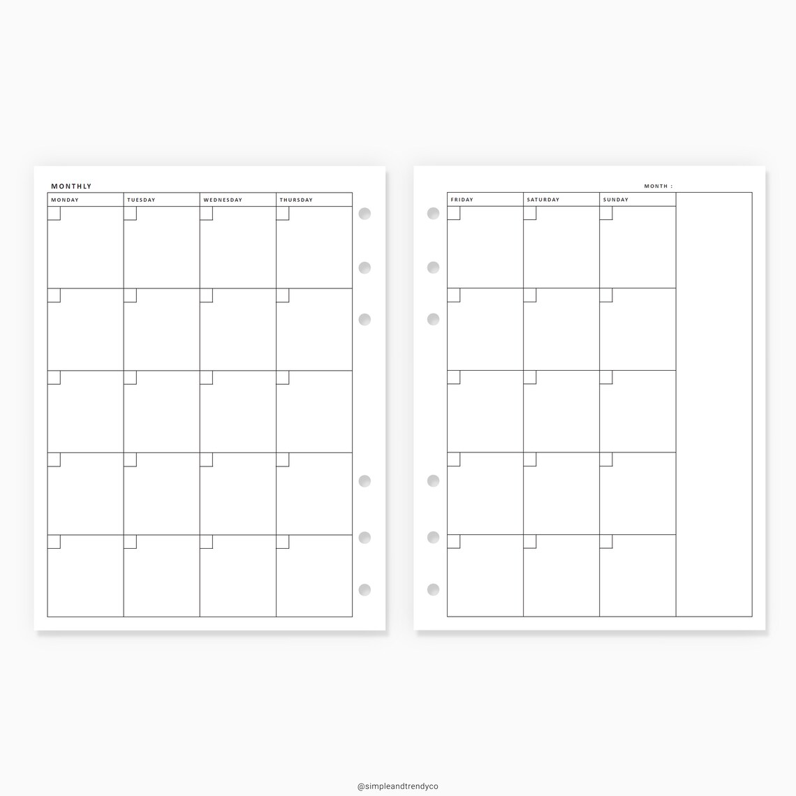Monthly Planner Printable B6 Inserts Agenda Monthly Planner | Etsy