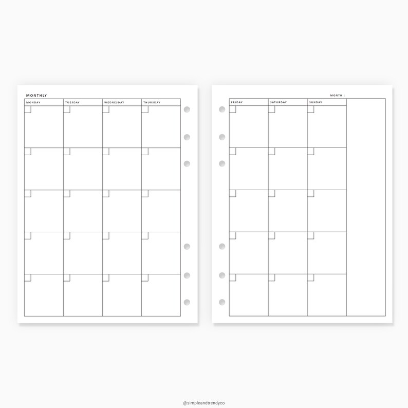 Monthly Planner Printable B6 Inserts Agenda Monthly Planner | Etsy