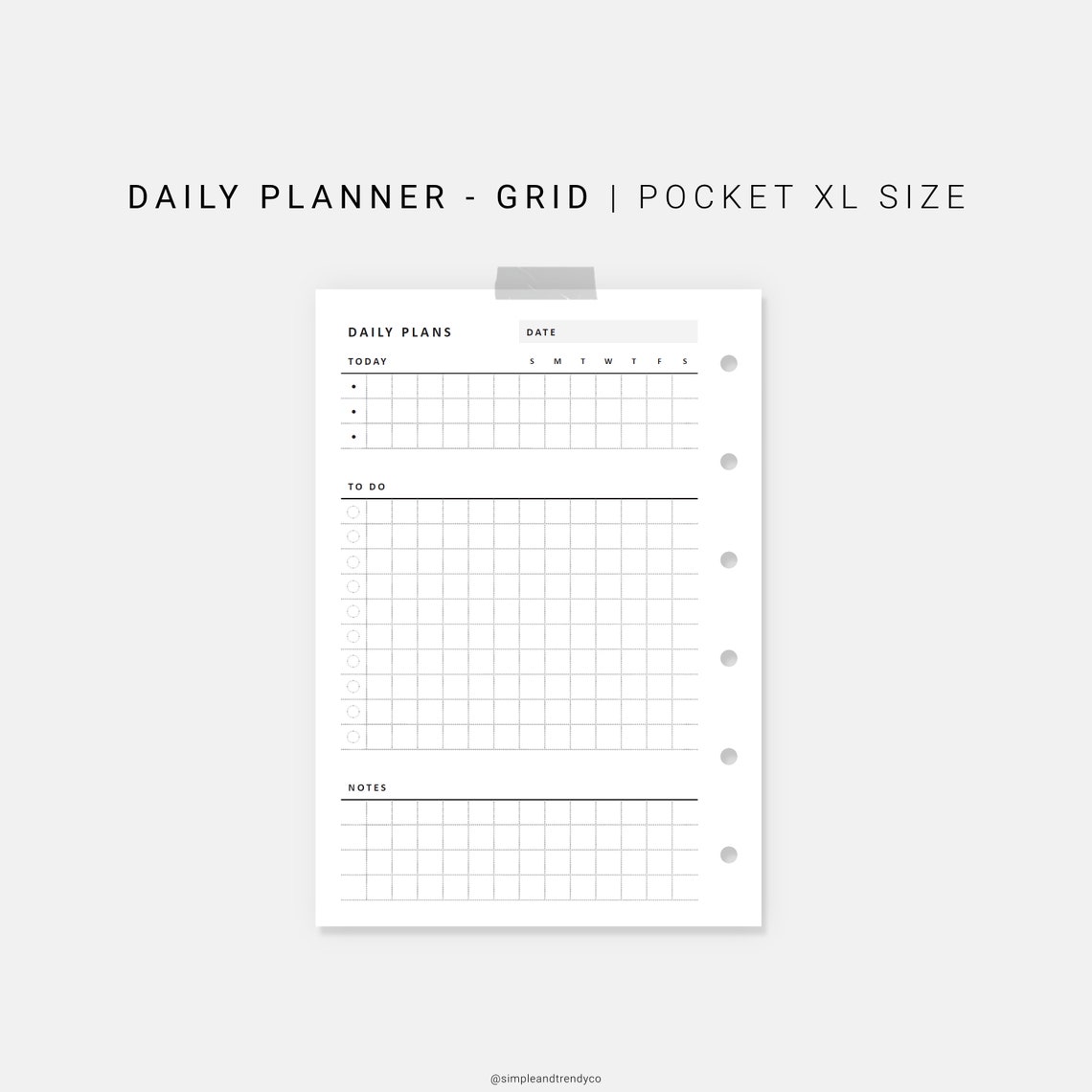 Daily Planner Printable Pocket XL Daily Organizer Daily | Etsy