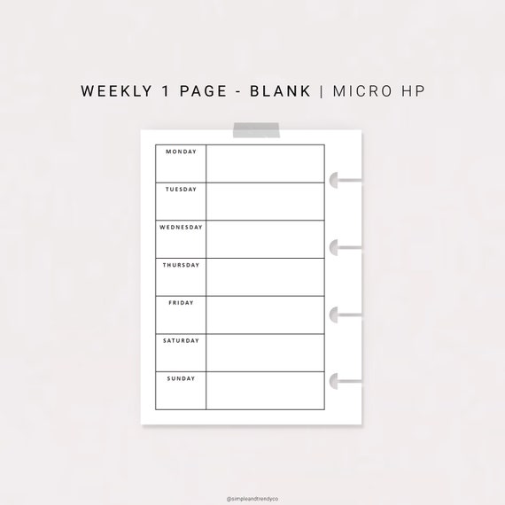 Week on One Page Weekly Planner Pages Printable Micro Happy | Etsy