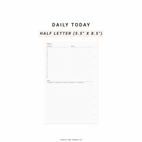 Daily Planner Half Size Half Letter Inserts Printable Undated Etsy