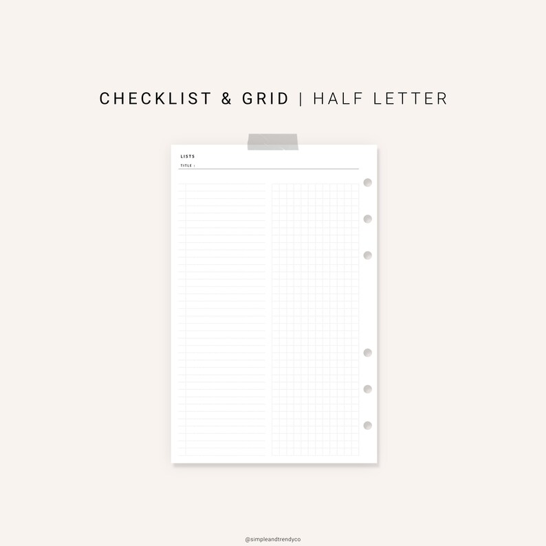 To Do List Printable Half Size Half Letter Inserts Grocery | Etsy