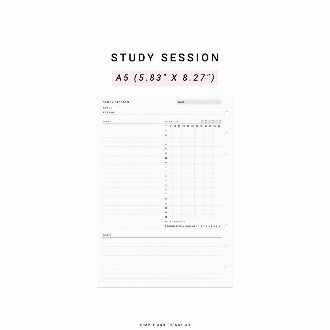 Study Planner Student Planner Printable A5 Planner Inserts - Etsy