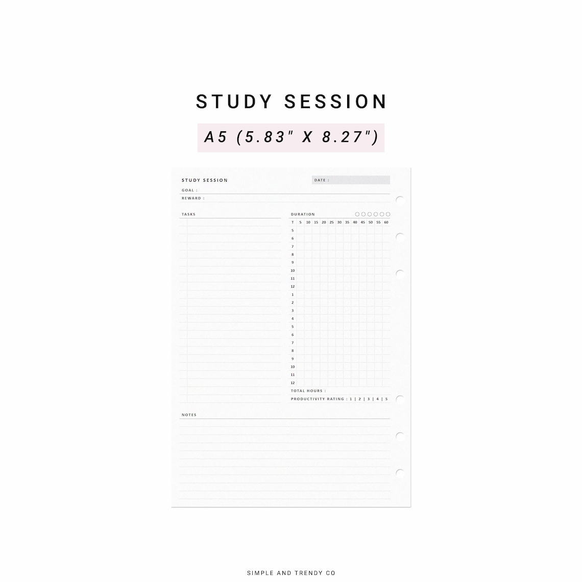 Study Planner Student Planner Printable A5 Planner Inserts - Etsy