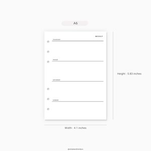 Weekly Planner Printable A6 Inserts Weekly Schedule - Etsy