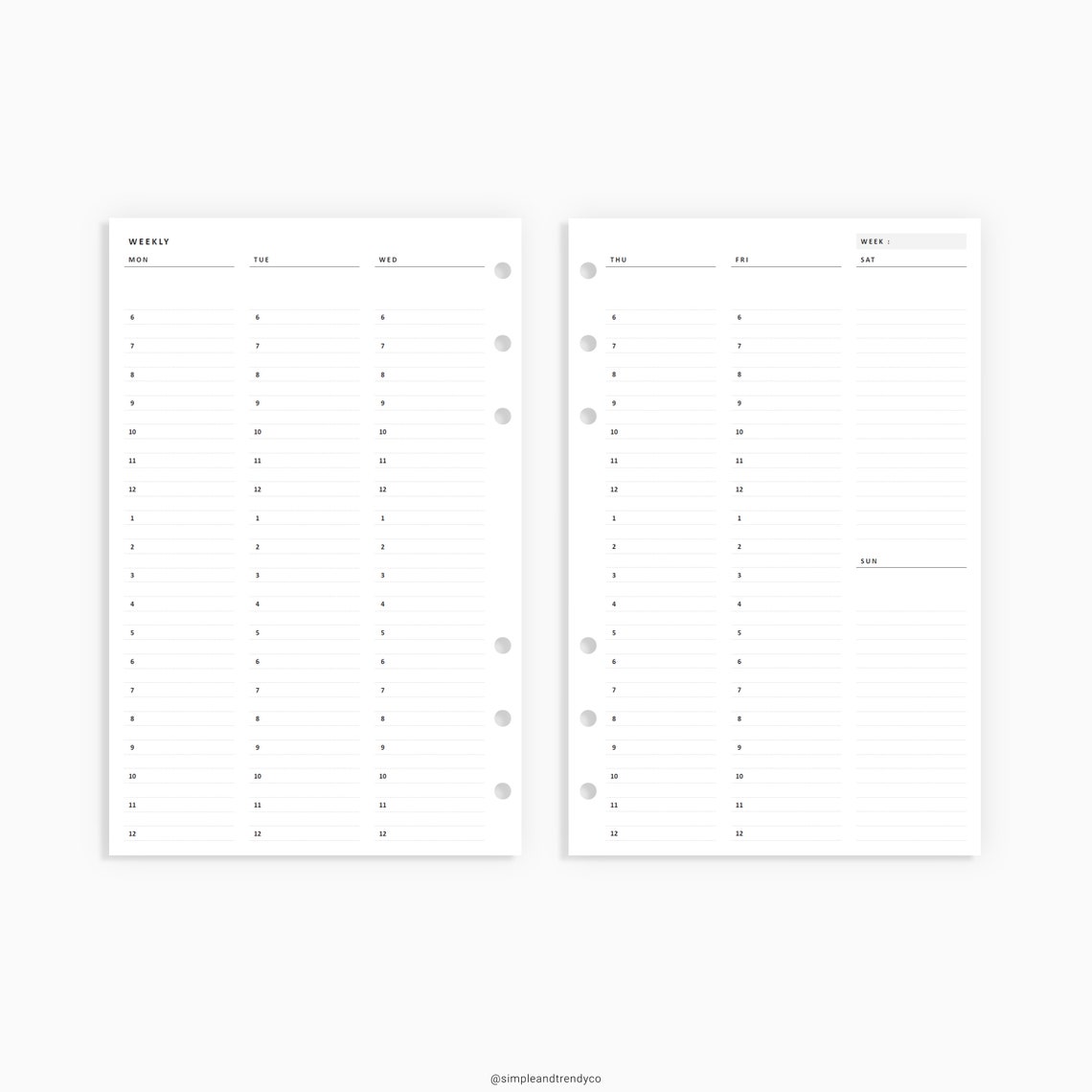 Vertical weekly half hour schedule half size half letter etsy