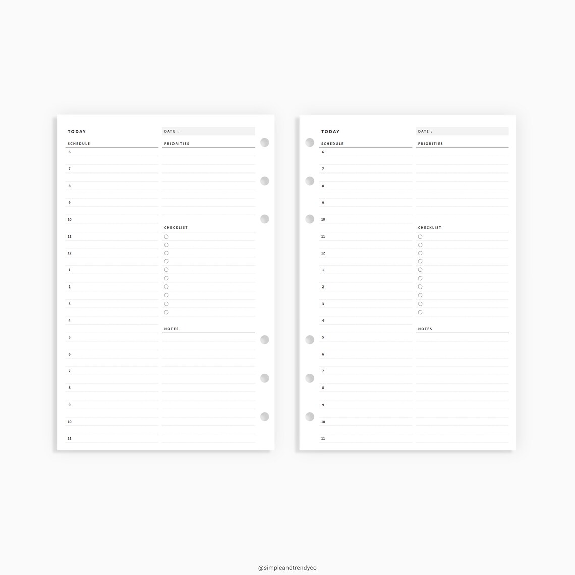 Daily Planner Printable Half Size Half Letter Inserts Daily | Etsy