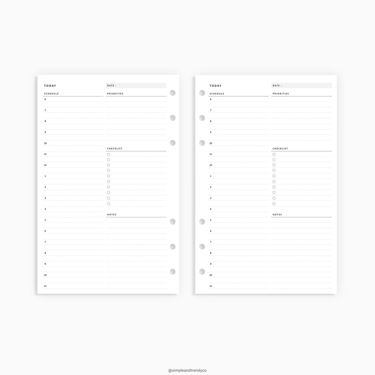 Daily Planner Printable Half Size Half Letter Inserts Daily | Etsy