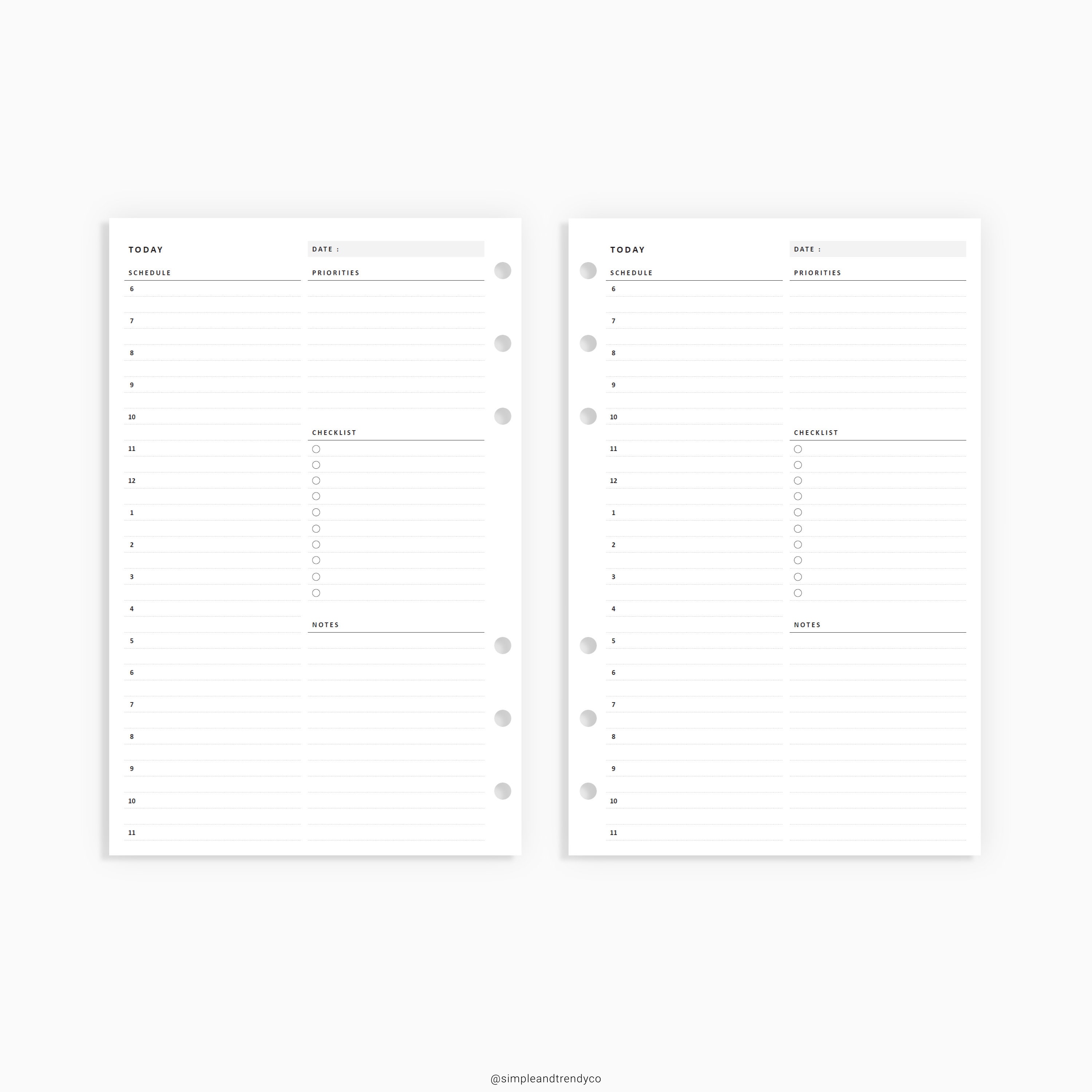 Daily Planner Printable Half Size Half Letter Inserts Daily | Etsy