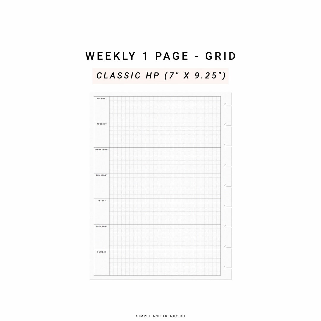 Weekly on one page weekly planner pages printable happy etsy