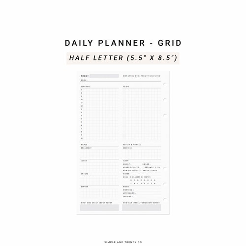 Daily Planner Half Size Half Letter Inserts Minimalist Etsy daily-planner-half-size-half-letter-inserts-minimalist-etsy