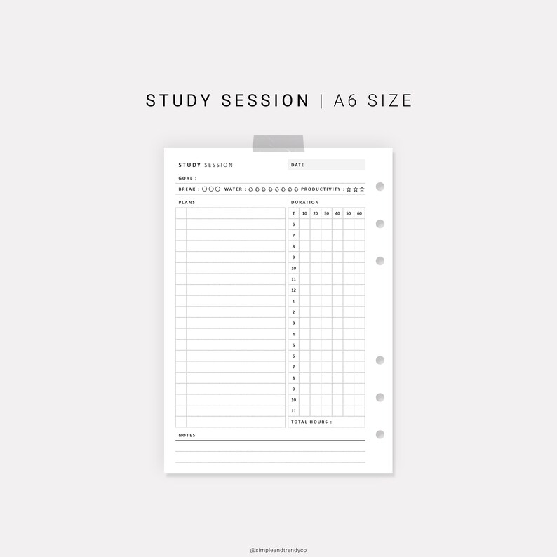 Study Planner Student Planner Printable A6 Inserts Student Etsy Canada