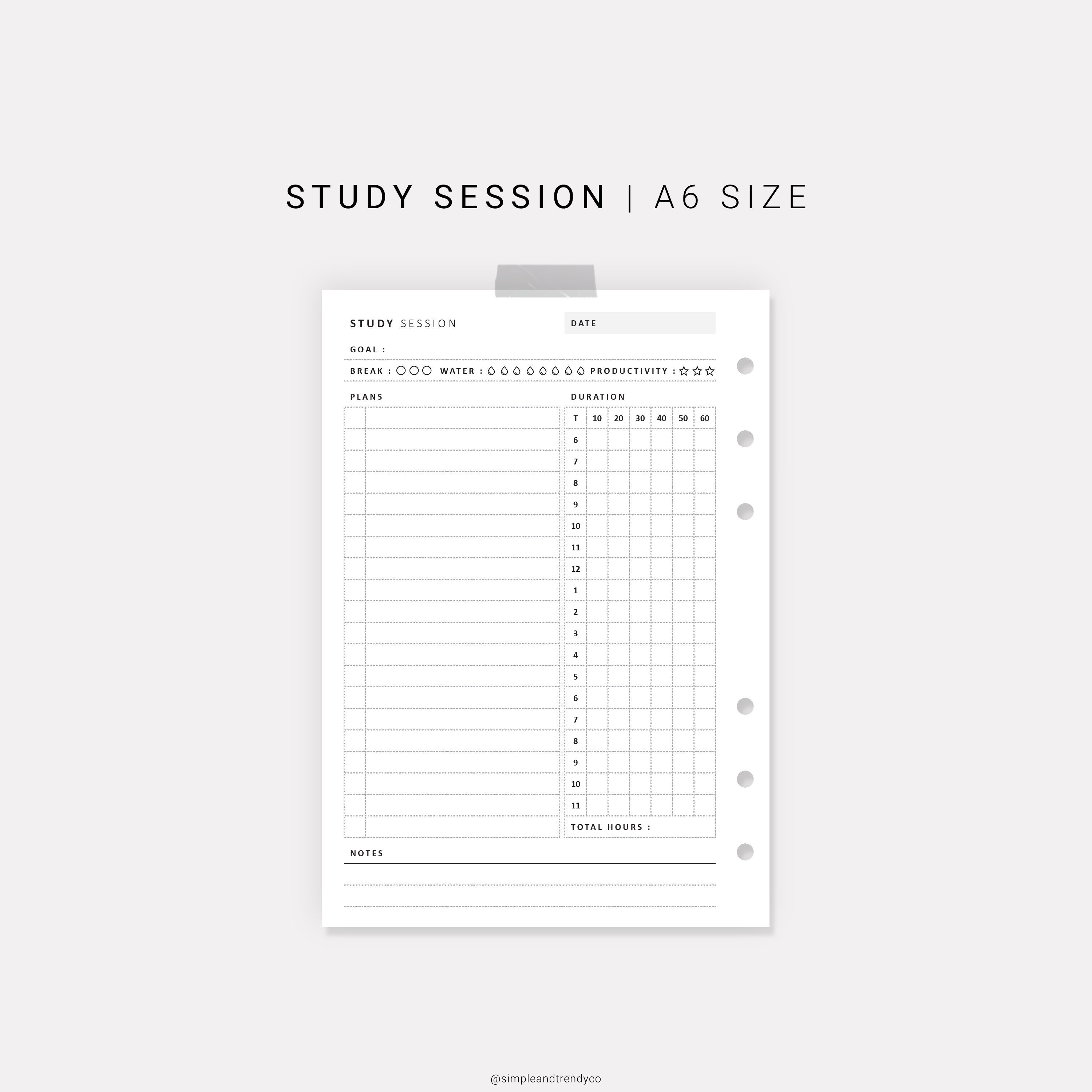 Studie Planer Student Planer Druckbare A6 Einsatze Student Etsy